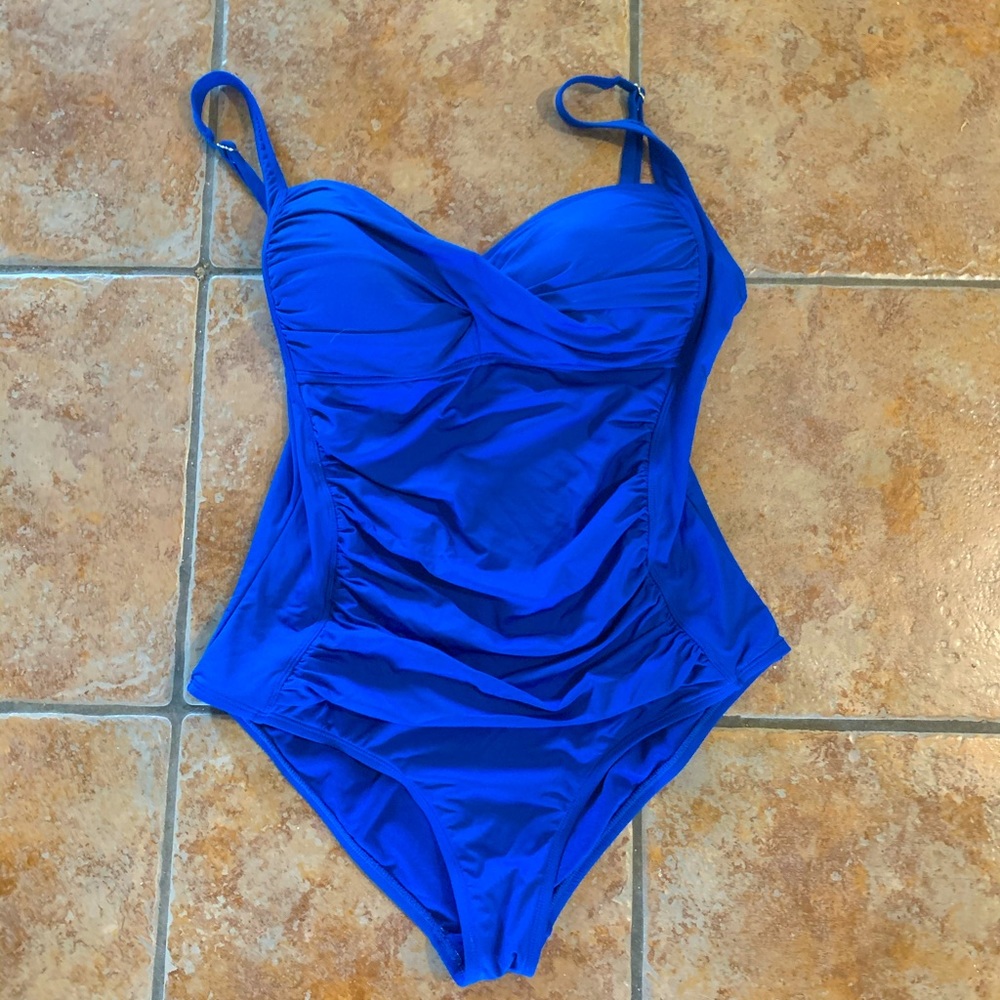 Lis Claiborne blue one piece swimsuit